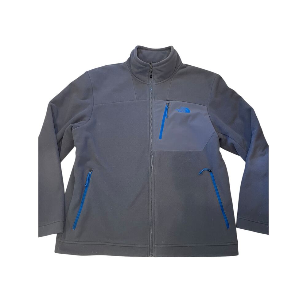 The North‎ Face Men XL Chimborazo Heavy Fleece Jacket Grey w/ Royal Blue Accents